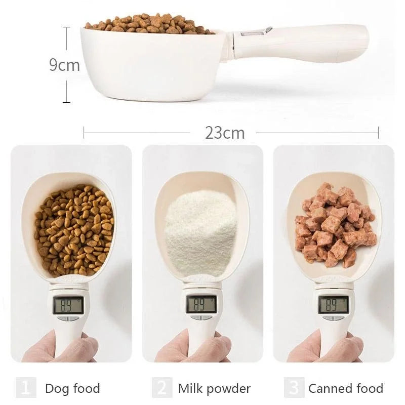 800G/01G Pet Food Spoon Scale Electronic Measuring Tool 250Ml for Cat Dog Feeding Bowl Digital Precise Detachable Scooper